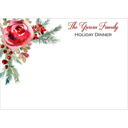 Holiday Rose Flat Place Cards